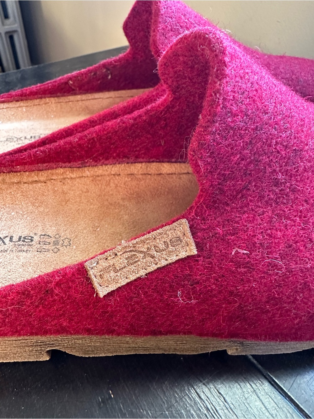 Flexus by Spring Step Cloggish Wool Felt Platform Clogs Slippers Red 38 US 7.5 - Picture 6 of 9